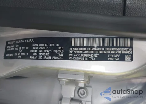 2017 Jeep Renegade Latitude 4X4 из США, поврежденный, VIN ZACCJBBB2HPG35957